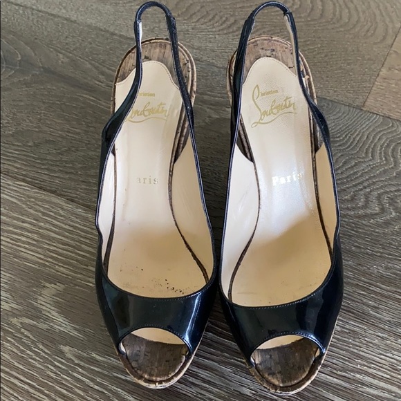 Christian Louboutin wedge  slides peep toe - Picture 2 of 6